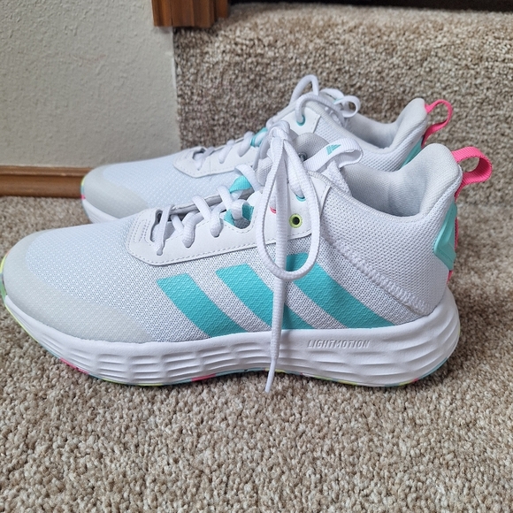 NWOT Adidas Own The Game 2.0 Cloud Flash Aqua Pink Unisex Mens 6.5 Wms 8.5 - Picture 4 of 9